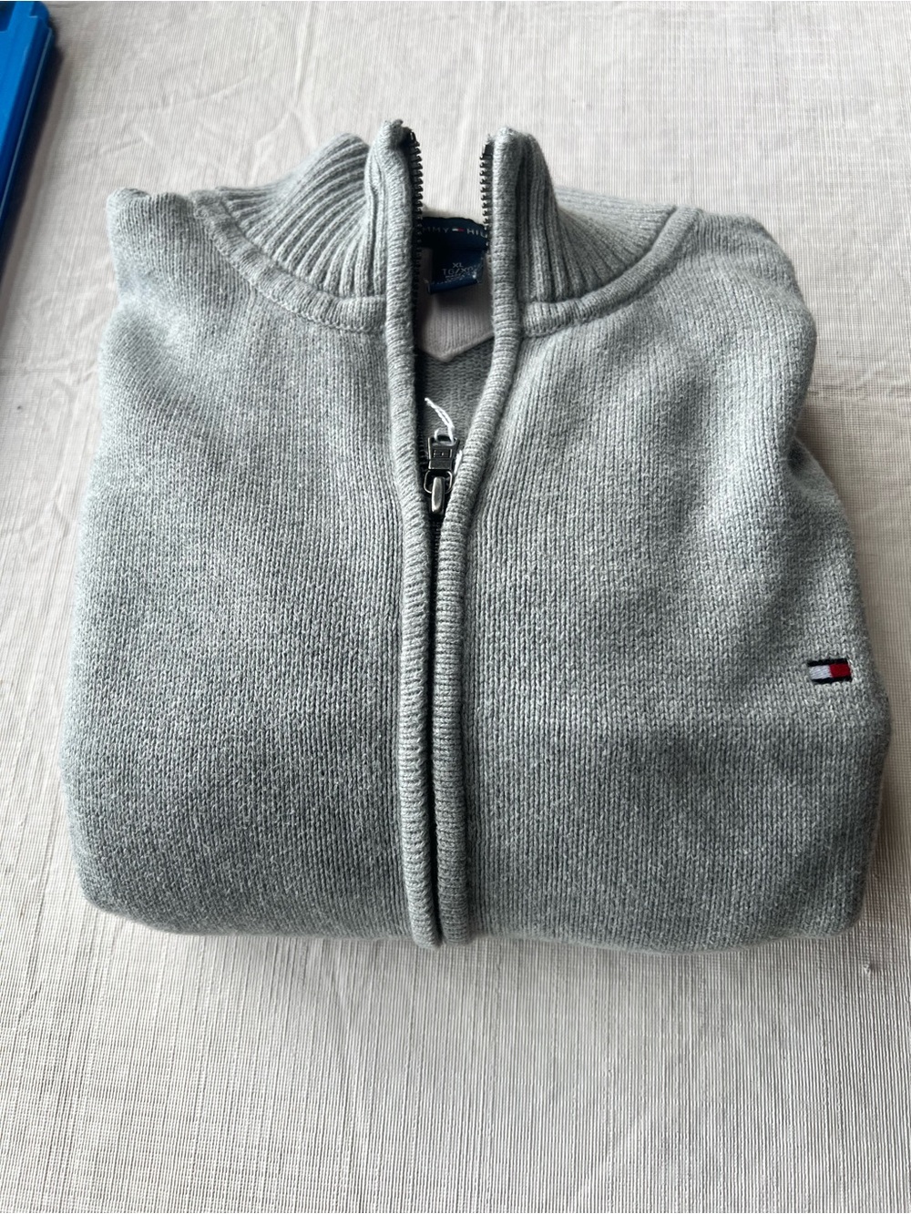 Tommy Hilfiger Men's Light Gray Full-Zip Knit Sweater Jacket